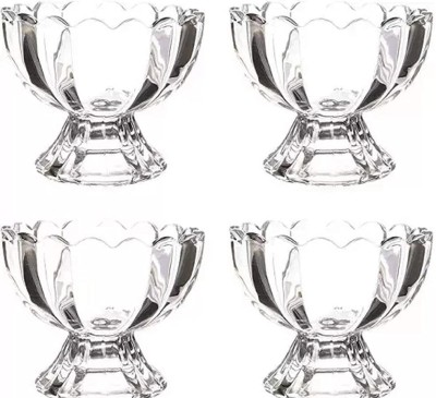 NHP TRADERS Glass Serving Bowl Ice Cream Bowl, Salad Dessert Serving Bowls, Tableware Set, 80 Ml, Crystal Clear (4)(Pack of 4, Clear)