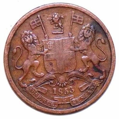 Hariom 1853 VICTORIA EAST INDIA COMPANY 1/2 PICE RARE COPPER COIN -WT. 3.23 GRAMS, DM. - 21 MM Ancient Coin Collection(1 Coins)