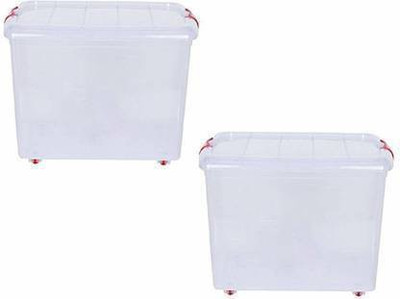 JM SELLER Plastic Grocery Container  - 25 L(Pack of 2, Clear)