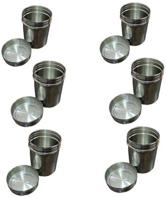 Shoppernation Steel Utility Container  - 200 ml(Pack of 6, Silver)