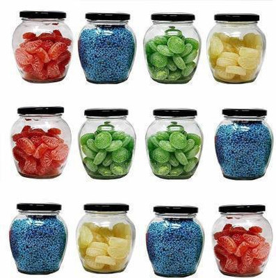 JAY RAMDEV SELLER Glass Fridge Container  - 6000 ml(Pack of 12, Clear, Black)