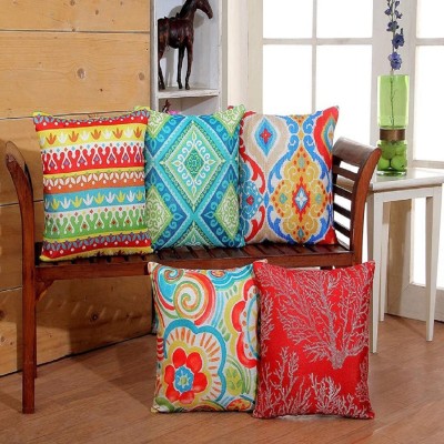 DEHATI STORE Printed Cushions & Pillows Cover(Pack of 5, 40 cm*40 cm, Red)