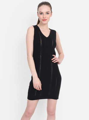 Joe Hazel Women Bodycon Black Above Knee/Mid Thigh Length Dress