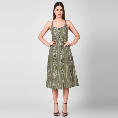 69 FASHION STREET Women A-line Green Dress