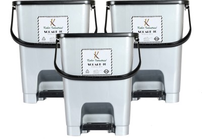 KUBER INDUSTRIES Square Premium Plastic Pedal Dustbin 10 Ltr (Grey)Pack of 3)-25_F_KUBMART16406 Plastic Dustbin(Grey, Pack of 3)