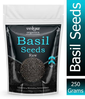 Vedyaz Organic Raw Basil/Sabja/Tukmaria/Bapji Seeds for Weight Loss - 250 gm - Rich in Protein , Iron , Folic acid, Dietary Fiber , Calcium , Anti Oxidants Basil Seeds(250 g)