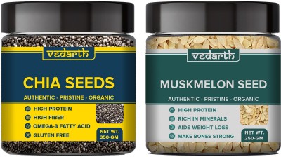 Vedarth Combo Pack of Chia Seed and Muskmelon Seeds Chia Seeds, Muskmelon Seeds(600 g, Pack of 2)