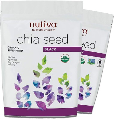 Nutiva Pack of 2 Organic Chia Seed for Weight Loss,High in Calcium 500 Gram Each Pack Chia Seeds(1000 g, Pack of 2)