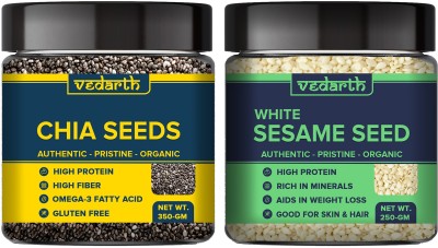 Vedarth Combo Pack of Chia Seed and White Sesame Seeds Chia Seeds, White Sesame Seeds(600 g, Pack of 2)