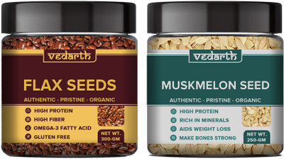 Vedarth Combo Pack of Flax Seed and Muskmelon Seeds Brown Flax Seeds, Muskmelon Seeds(2 x 275 g)