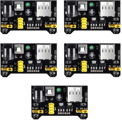 Grahikum MB102 Power Supply Module 3.3V/5V for Arduino Board Solderless Breadboard(Pack of 5) Micro Controller Board Electronic Hobby Kit