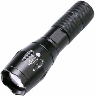 GLOWISH STONG POWERFUL BRIGHT LONG RANGE LED ZOOM IN ZOOM OUT FLASHLIGHT Torch(Black, 15 cm, Rechargeable)