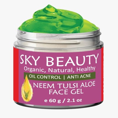 SKY BEAUTY ORGANIC Anti Acne Cream Gel & Pimple Face Gel with Neem, Tulsi & Aloe Vera, 60g(60 ml)