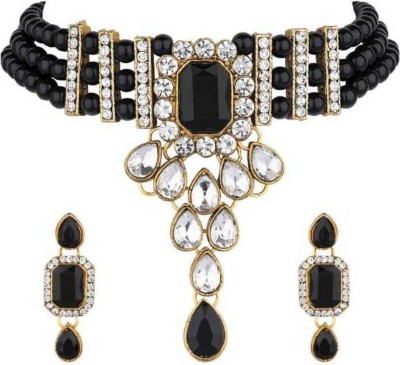 BJ JEWEL Alloy Gold-plated Black, White Jewellery Set(Pack of 1)