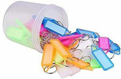 DOMUM Pack of 50 Tag Label Multipurpose Writeable Name Key Tags Keychains in Box Key Chain