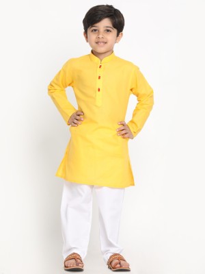 VASTRAMAY Boys Festive & Party, Wedding Kurta and Pyjama Set(Yellow Pack of 1)