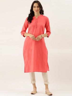 DIVENA Women Solid Straight Kurta(Pink)