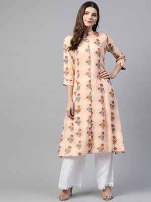 DIVENA Women Printed A-line Kurta(Pink)