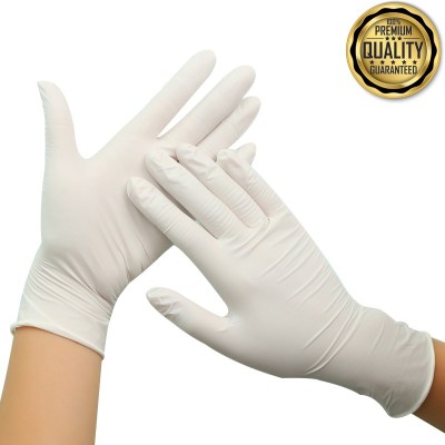 DM India - Super quality Dentist Choice white hand Latex gloves specially designed for Doctors / Nurses for surgery & exam and protection against germs / viruses ISO 9001:2015 Certified Latex Examination Gloves(Pack of 35)