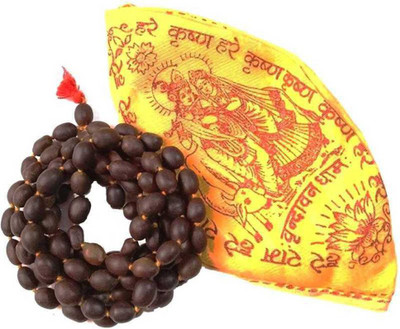 LETINX Original & Natural Kamal Gatte | Lotus Seeds Mala With Gaumukhi Jaap Bag (2Pc) Wood, Fabric Chain Wood Chain