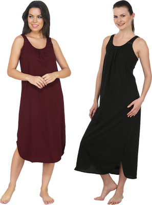 Blazon Women Nighty(Maroon, Black)