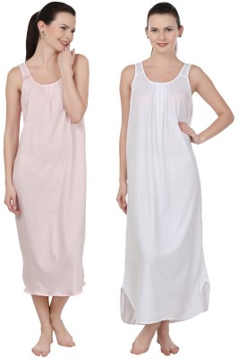 Blazon Women Nighty(Pink, White)