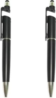 KAELAN 3 in 1 Smartphone Stand Holder, Screen Wipe and Ballpoint Pen Mobile Phone Holder for All Smartphones Black Pack of 6 Multi-function Pen(Pack of 2, Blue)