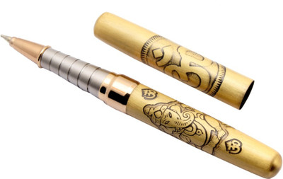 Ledos Ledos Legendary Lord Ganesh & Om Limited Edition Ballpoint Pen Brushed Gold Mini Size Ball Pen(Ink Color - Blue)