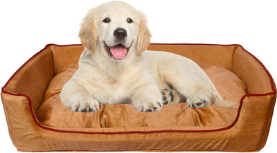 Slatters Be Royal Store PremiumQuality Velvet Luxury Washable DOG Sofa For All Season Sleeping CatPuppy XXL Pet Bed(Gold)