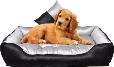 Slatters Be Royal Store PremiumQuality Velvet Luxury Washable DOG Sofa For All Season Sleeping CatPuppy XXL Pet Bed(Gray Black)