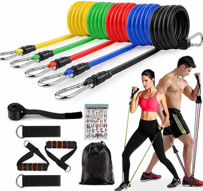 CHHOKRA Power resistance band 11 Pcs Set for Beginner to Experts (Multicolor) Resistance Tube(Multicolor)