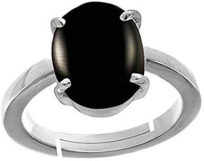 RSPSHAKTI Emerald Panna Gemstone Wt 6.25 Ratti Silver Coated adjustable ring 5dhatu Unisex Stone Agate Silver Plated Ring