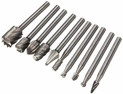 DIY Crafts Steel High Speed Burr Grinding Bit Wood Carving Rasp for 1/8' Shank Tool (Design No 2, Pack of 10 Pcs) Rotary Bit Set(10 Bits)