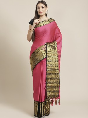 SVB Sarees Woven Kanjivaram Art Silk, Cotton Silk Saree(Pink)