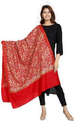 swi stylish Wool Embroidered Women Shawl(Red)