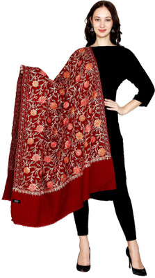 Kashmiri queen Wool Embroidered Women Shawl(Maroon)