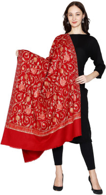 swi stylish Wool Embroidered Women Shawl(Red)