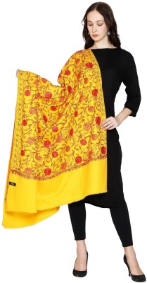 swi stylish Wool Embroidered Women Shawl(Yellow)