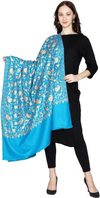 BE SWADESHI Wool Embroidered Women Shawl(Light Blue)