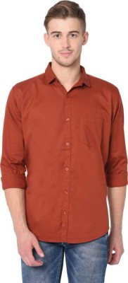 DIVINE Men Solid Casual Orange Shirt