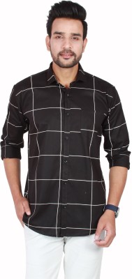 Vellical Men Checkered Casual Gold Shirt