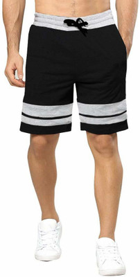 GLAMPANDA Color Block Men Black Running Shorts