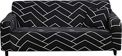 HOUSE OF QUIRK Polyester Checkered 3 Seater Sofa Cover(Black Pack of 1)