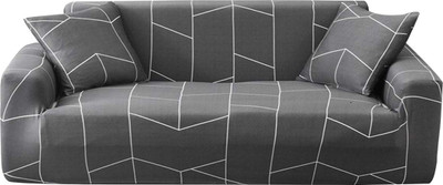 HOUSE OF QUIRK Polyester Checkered 3 Seater Sofa Cover(Grey Pack of 1)