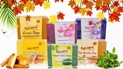 Pal's World Bathing Soaps Combo Natural Fragrance - Lemon Soap - Chandan Soap - Neem Tulsi Soap - Tulsi Chandan Soap - Lavender Soap - Rose Cleanser Herbal Glowing Skin(6 x 20.83 g)