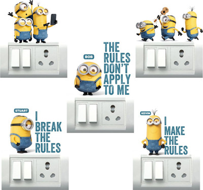 VCREATE DECOR 30 cm Minions Removable Sticker(Pack of 5)
