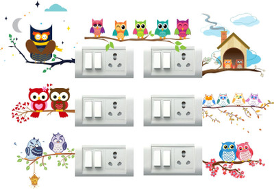VCREATE DECOR 30 cm Owl with tree Removable Sticker(Pack of 7)