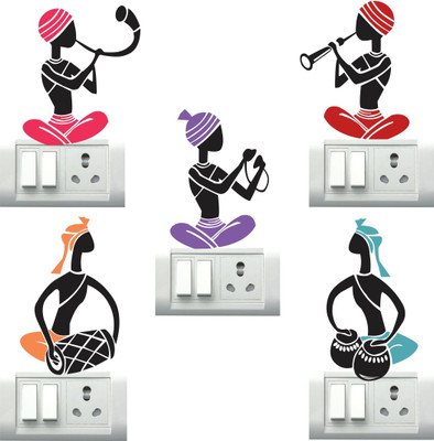 VCREATE DECOR 30 cm Colourfullmodern art Removable Sticker(Pack of 5)