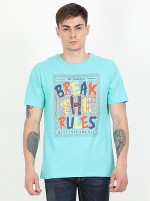 PIPER INTERNAATIONAL Printed Men Round Neck Light Blue T-Shirt