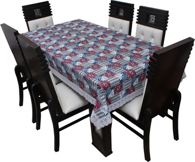 LITHARA Abstract 8 Seater Table Cover(Grey, Maroon, Polyester)